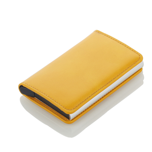 Business ID Card Case Men Credit Card Holders Automatic RFID Card Holder Aluminium Bank Card Wallets: Yellow
