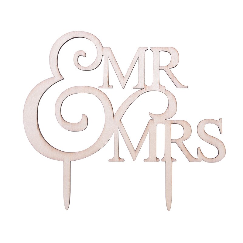 Mr &amp; Mrs Houten Bruiloft Cake Topper Voor Wedding Party Decoratie Engagement Ceremonie Liefde Letters Craft Cake Decor Supplies