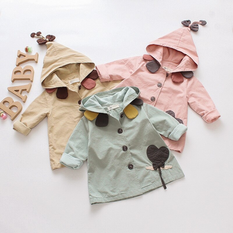 jacket coat outerwear baby girl infant toddler kids hooded casual 100% cotton spring autumn 9 12 24 months 3t pink green beige