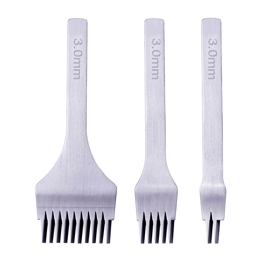 White Steel Stitching Lacing Punch Chisel Oblique Flat Cut Gear Pitch Tool Polished Prongs Leather Craft Hole Puncher Pitch Tool: 3mm
