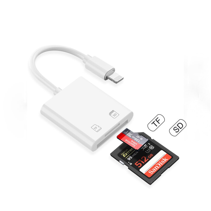 Multi Card Reader of Lightning For SD TF Memory Card Readers Support IOS13 OTG Adapter Cable For iPhone 6/7/8/X/XR/11: Default Title
