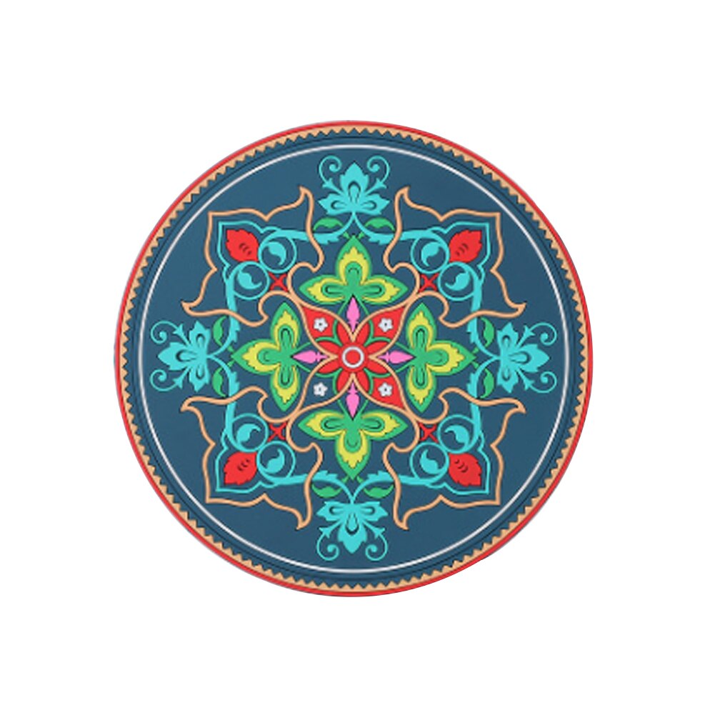 Exotische Bekerhouder Pad Mandala Ronde Silicone Soft Bar Coaster Beker Onderzetters Braadpan Pad Anti Mat placemat: B / 12.5cm