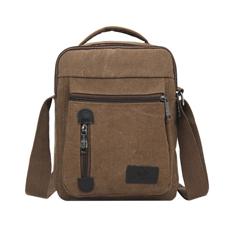 Men's Casual Shoulder Bag Solid Color Business Messenger Bag Simple Large Capacity Multi-purpose Canvas Bag: Style A brown