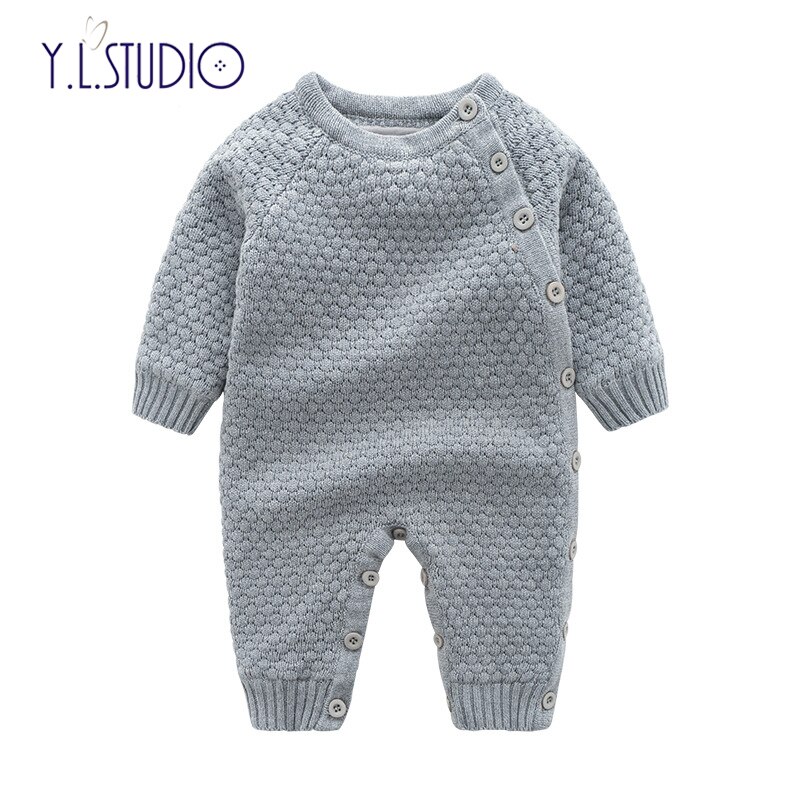 Winter Baby Junge Wolle Overall für Mädchen Kleidung Stich Lange Hülsenspielanzug Verdicken Warme Onesies Wenig Baby Overall für freundlicher: grau / 12m