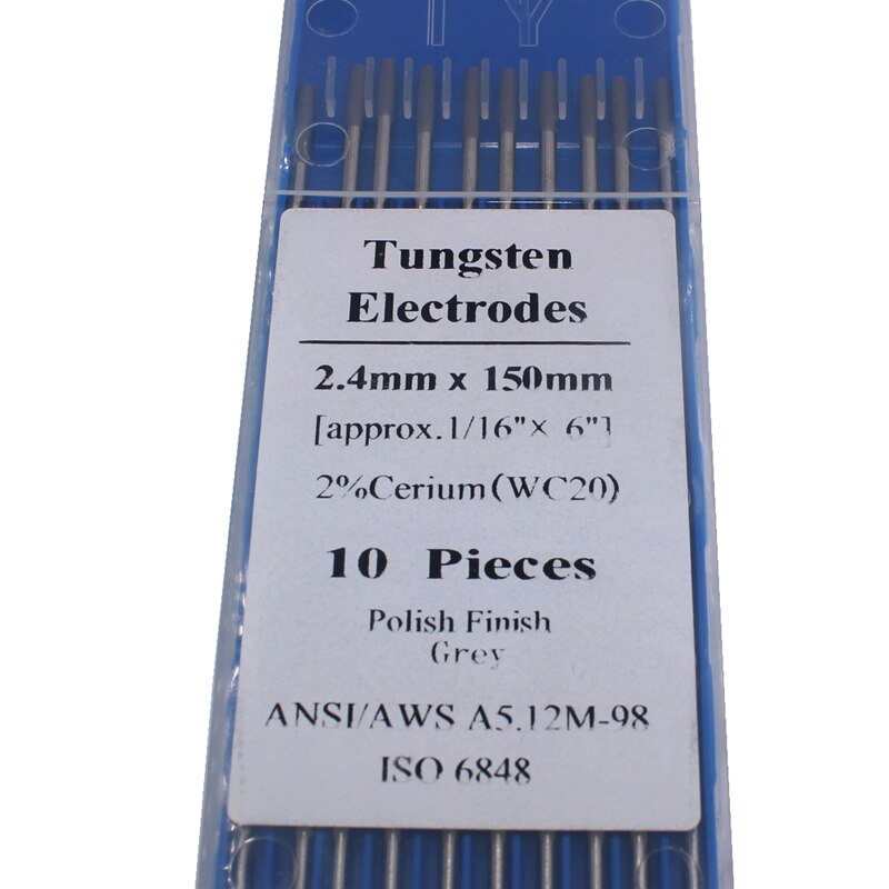 10 kpl harmaa värikoodi 1.0/1.6/2.0/2.4/3.0/3.2/4.0*150mm cerium volframi elektrodi pää volframi neula / lanka tig hitsauskone