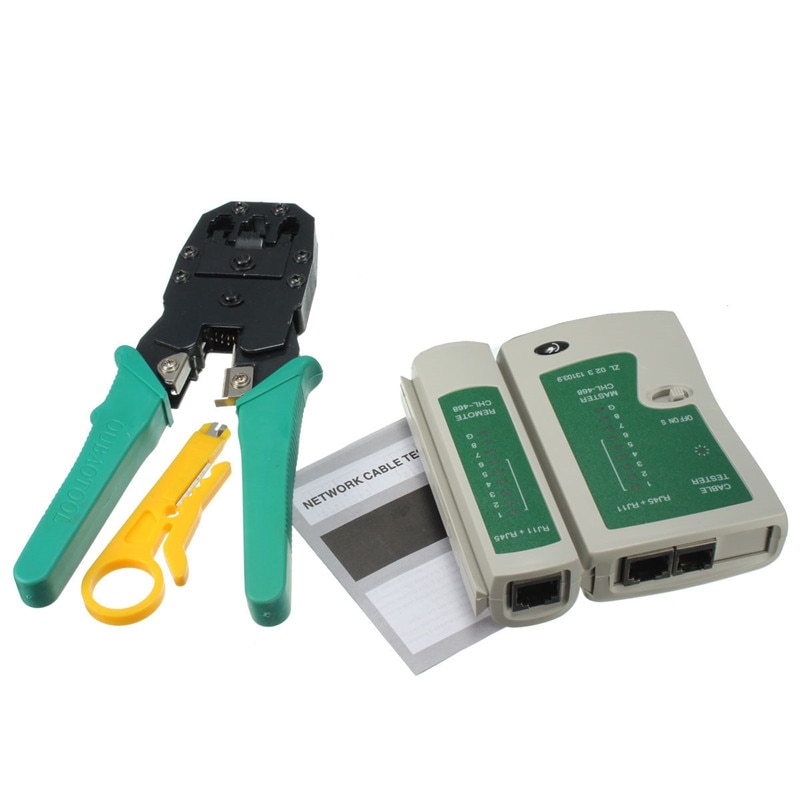 4-in-1 Portable LAN Network Tool Kit Utp Cable Tester AND Plier Crimp Crimper Plug Wire Stripper Heads RJ45 RJ11 RJ12 CAT5 CAT5e