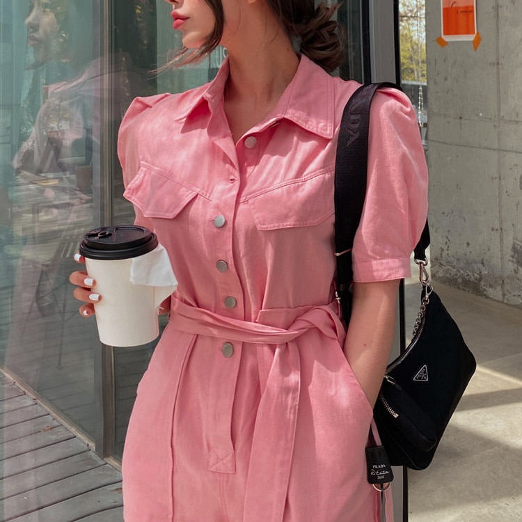 Smthma sommer kortærmede jumpsuits kvinder jumpsuit overalls med høj talje til kvinder pink og hvide lady rompers overalls