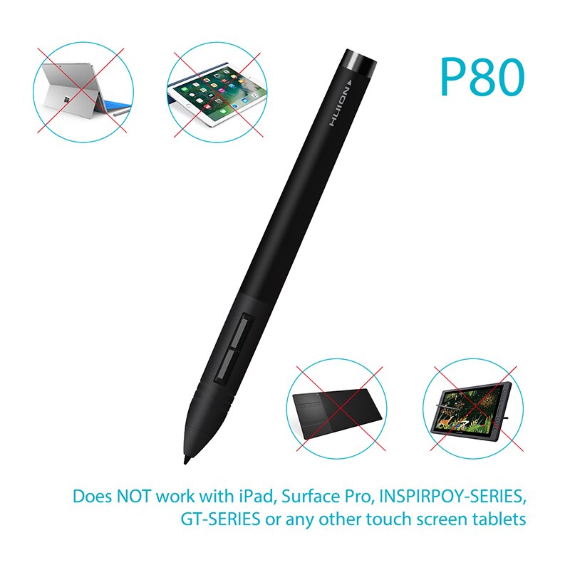 Huion P80 PEN80 stylet numérique Rechargeable pour tablettes de dessin graphiques professionnelles 420 H420 NEW1060PLUS WH1409(2048)