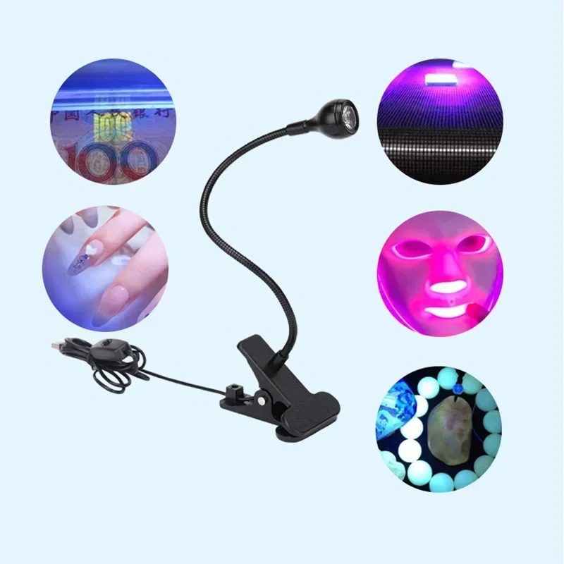Luces Led ultravioleta con Clip, tubo de Metal Flexible, lámpara UV USB, Mini luz de curado de Gel UV, lámpara de escritorio, secador de uñas para arte de uñas DIY