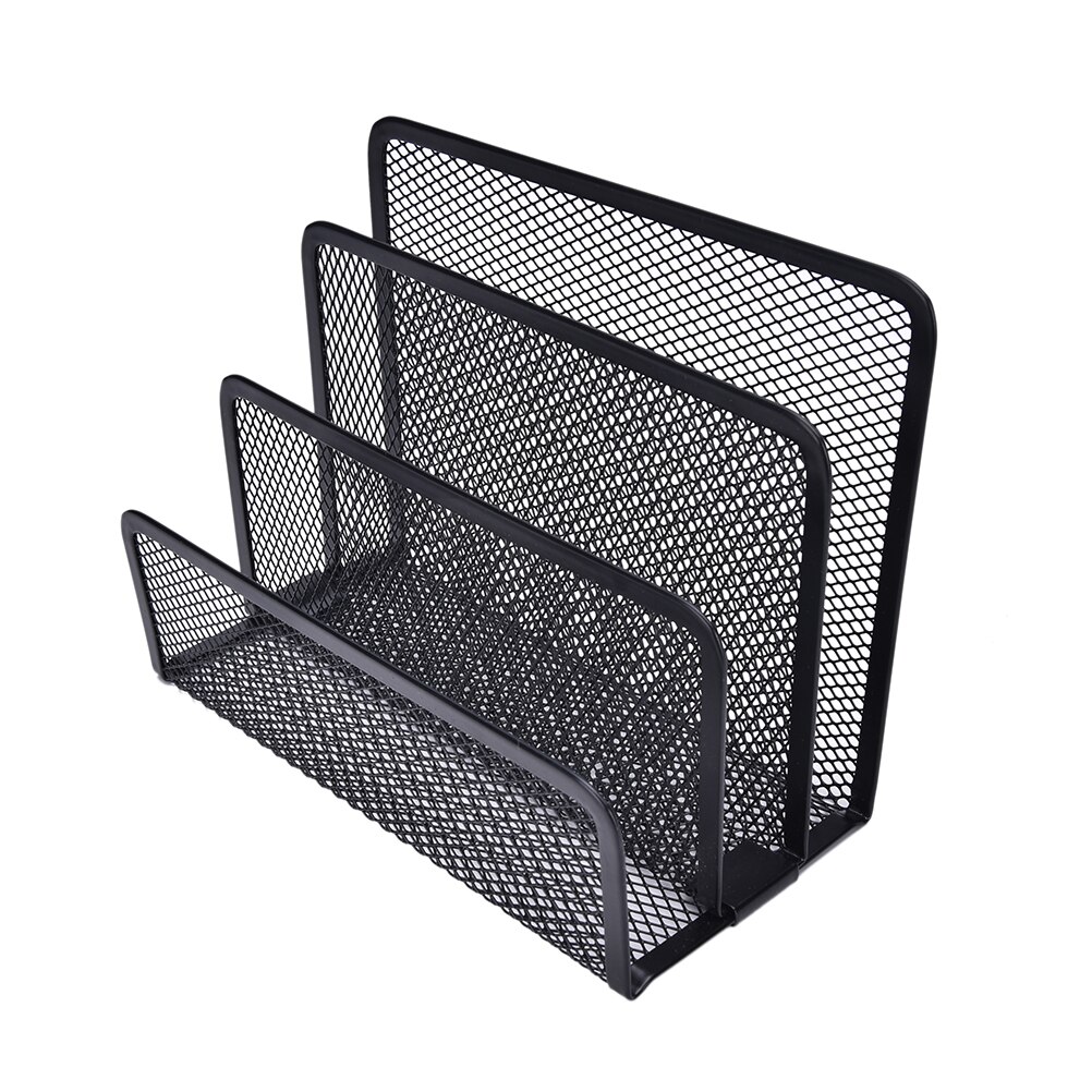 Mesh skrivbord arrangör skrivbord svart metall brev sorterare post fack fil arrangör bokstöd kontor hem företag bokhållare