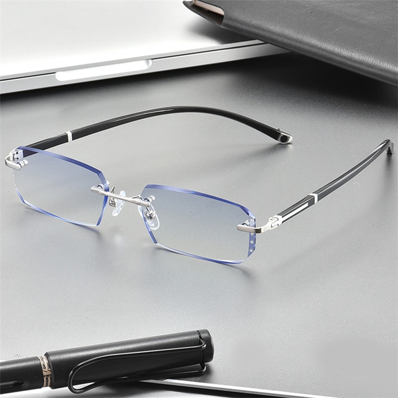 Vazrobe Rimless Myopia Glasses Insert Optic Lens -0.75 -1.00 -1.50 to -5.00 Finished Eyewear with Far Vision Prescription Lenses