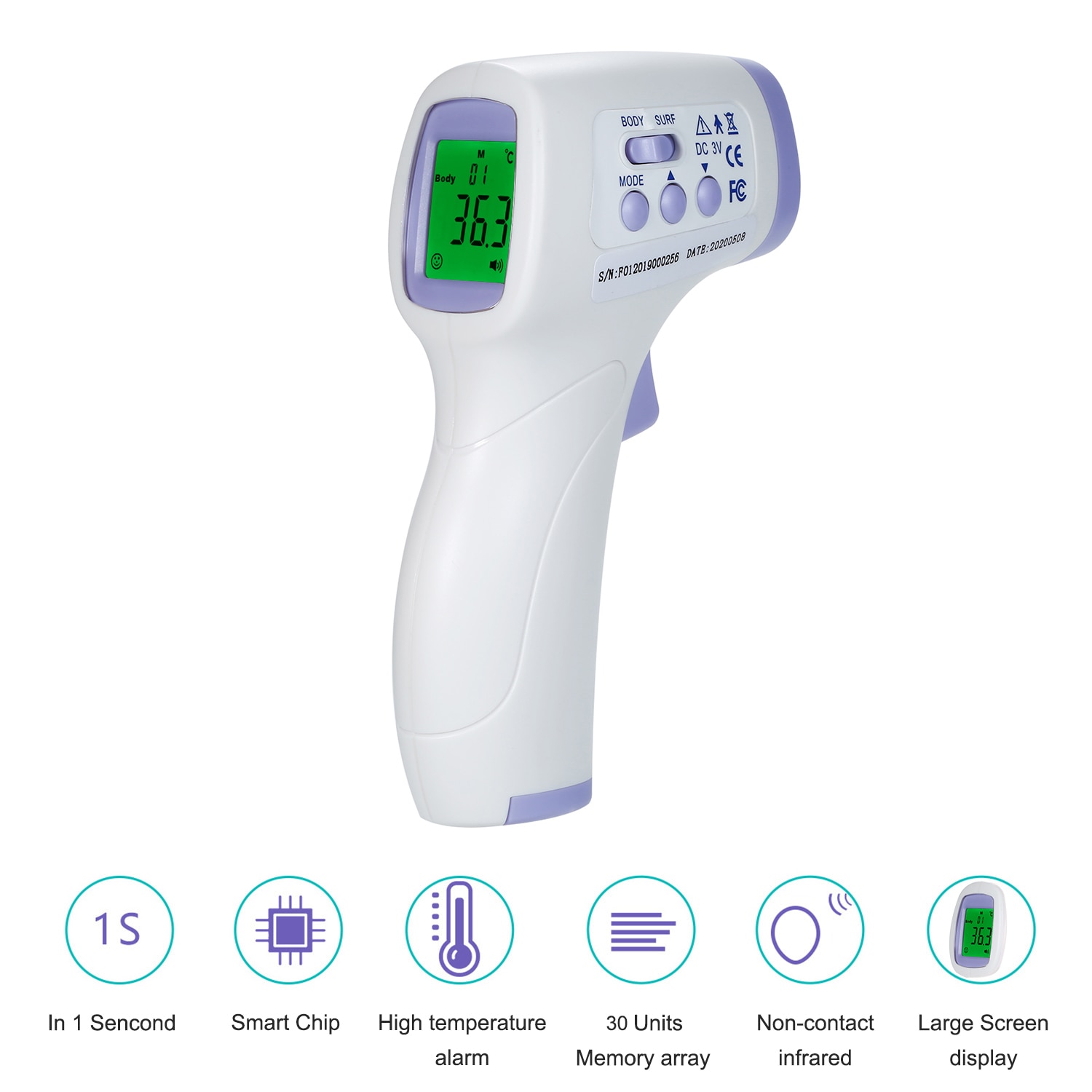 Digitalt pandetermometer infrarødt babytermometer berøringsfri kropstemperaturmåler temperatur til børn med feberalarm