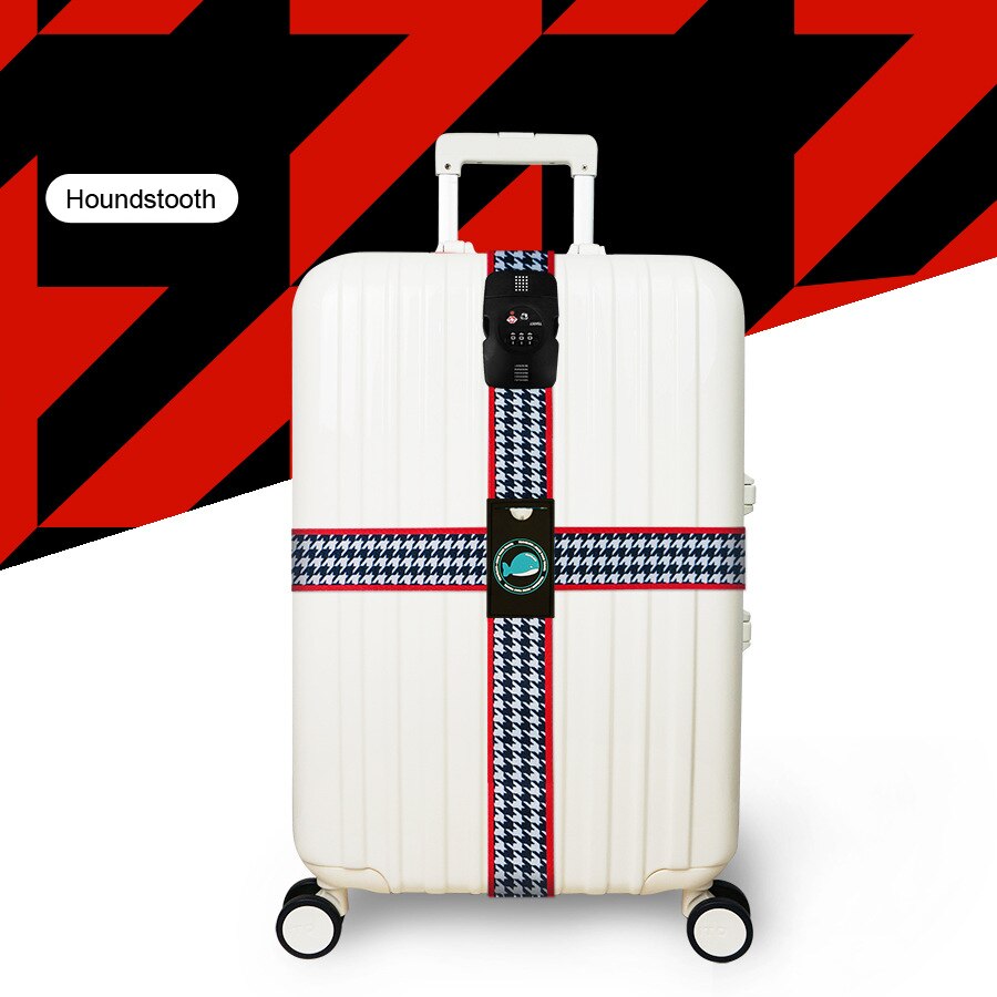 TSA Luggage Strap - 230cm - Geometric Pattern - Combination Lock Security Belt: Houndstooth