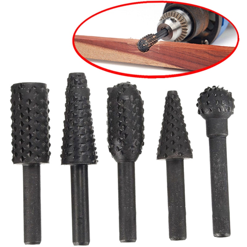 5 Pcs/6 Pcs Rasp File Boren Rasp Set Boor Grinder Boor Rasp Voor Houtbewerking Carving Tool 1/4 "Ronde Schacht Rotary Burr Set