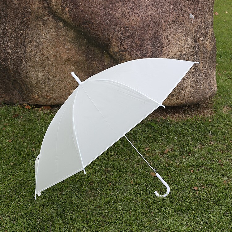Transparent regn paraply reklam paraply automatisk rak poleumbrella regn paraplyalongumbrella regn paraply: Frostat vit