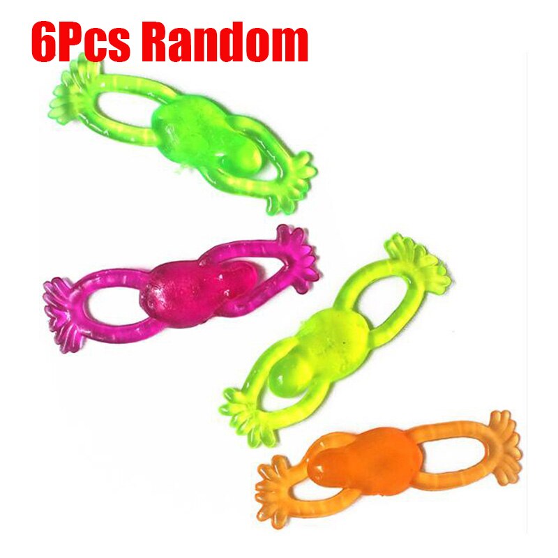 6Pcs Kinderen Mini Speelgoed Muur Klimmer Sticky Hand Kikker Hamer Speelgoed Prank Gadgets Kids Party Gunsten Lot: 6Pcs Frog