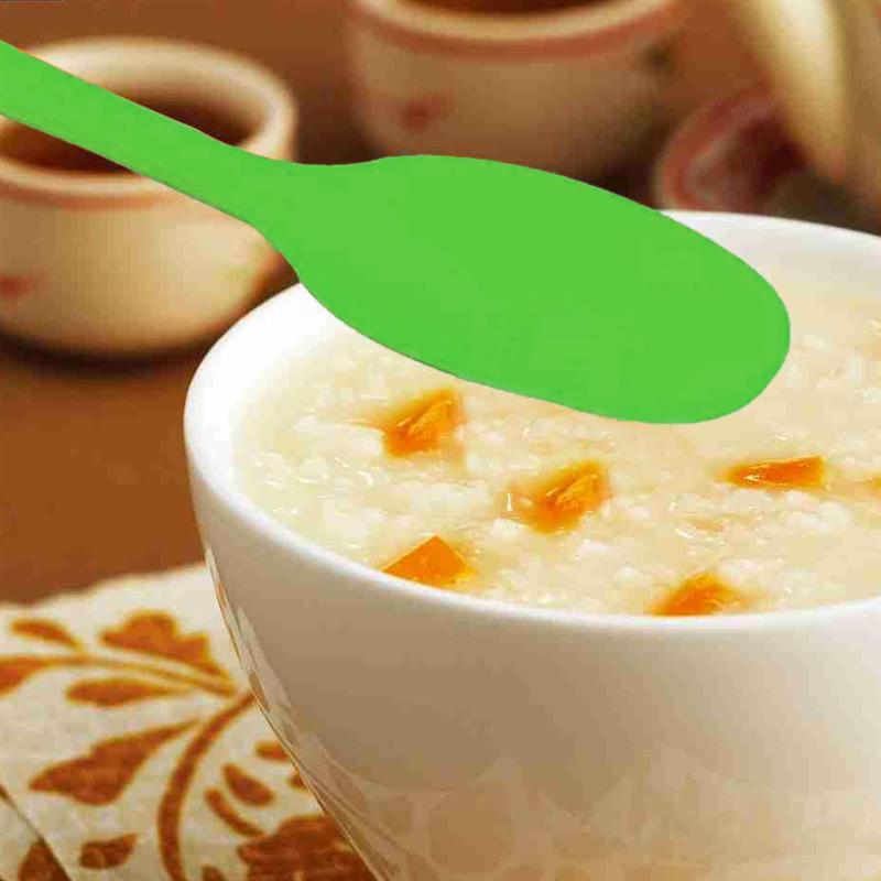 Silicone Soup Spoon Soft Long Handle Nonstick Kids Scoop Food Serving Spoon