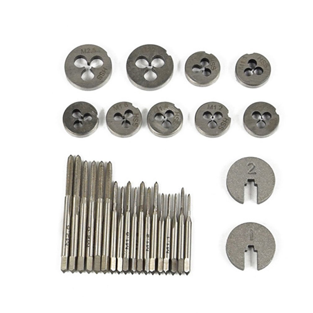 31 unids/set grifo muere conjunto ajustable métrica de acero al carbono machos de aterrajar de mano de hilo de llave de la herramienta para reparación del coche