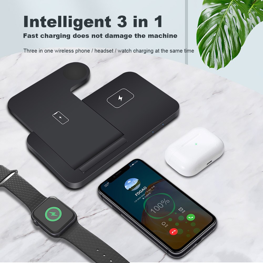 Qi 3 In 1 Opladen Dock Station Voor Iphone 12 11 Xs Xr X 8 Airpods Pro Iwatch 15W snelle Draadloze Oplader Voor Apple Horloge 6 5 4 3