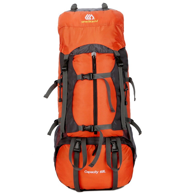 Unisex 60L men Waterproof backpack travel pack sports bag pack Outdoor Camping Mountaineering Hiking Climbing backpack for male: Orange