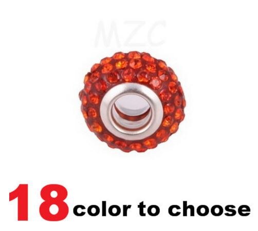 Mieszane białe gorące 14MM 50 sztuk/partia żywica Rhinestone posrebrzane rdzeń Big Hole kryształowe koraliki europejskie n4254 dopasowane bransoletki z charmsami.: 12