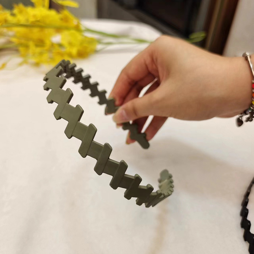 Nouvelle peinture en caoutchouc trou rond en plastique cheveux accessoires visage lavage fille dames Simple givré bandeau: Pastèque rouge