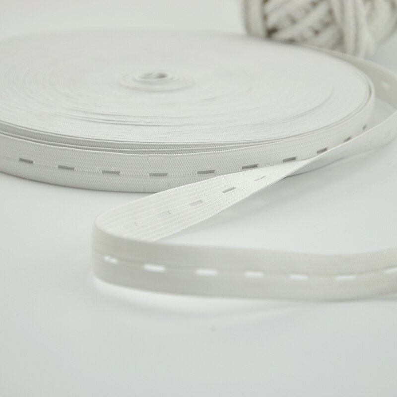 2m systrikkede knaphuls flade elastikbånd 15mm hvide og sorte