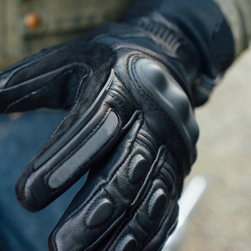 Sort vinter varm ridning handsker motor læder vandtæt skiløb vintage handsker – Grandado