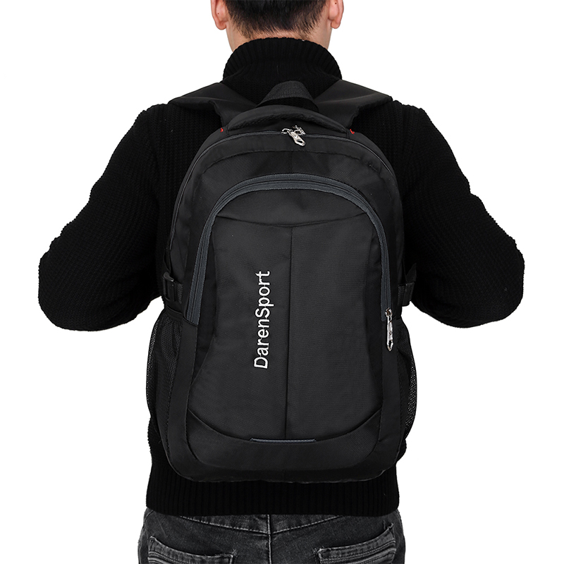 Mochila de computador de nylon masculina, cor sólida, para viagem, lazer, selvagem, grande capacidade, bolsa para escola, jovem