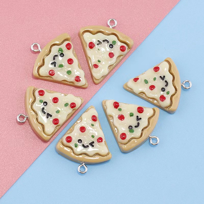 10Pcs Gesimuleerde Pizza Bedels Voor Hanger Diy Oorbellen Ketting Sieraden Accessoires Vinden