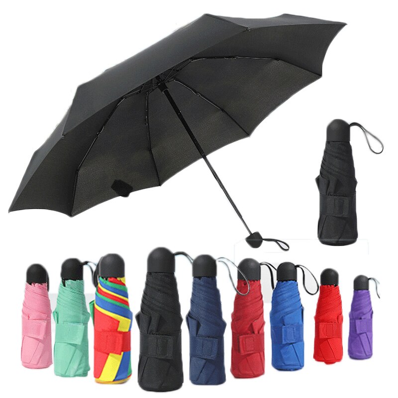 9 Kleuren Draagbare Paraplu Mannen Mini Pocket 5-Opvouwbare Paraplu Regen Vrouwen Zwart Waterdichte Reizen Parasol Winddicht Paraplu
