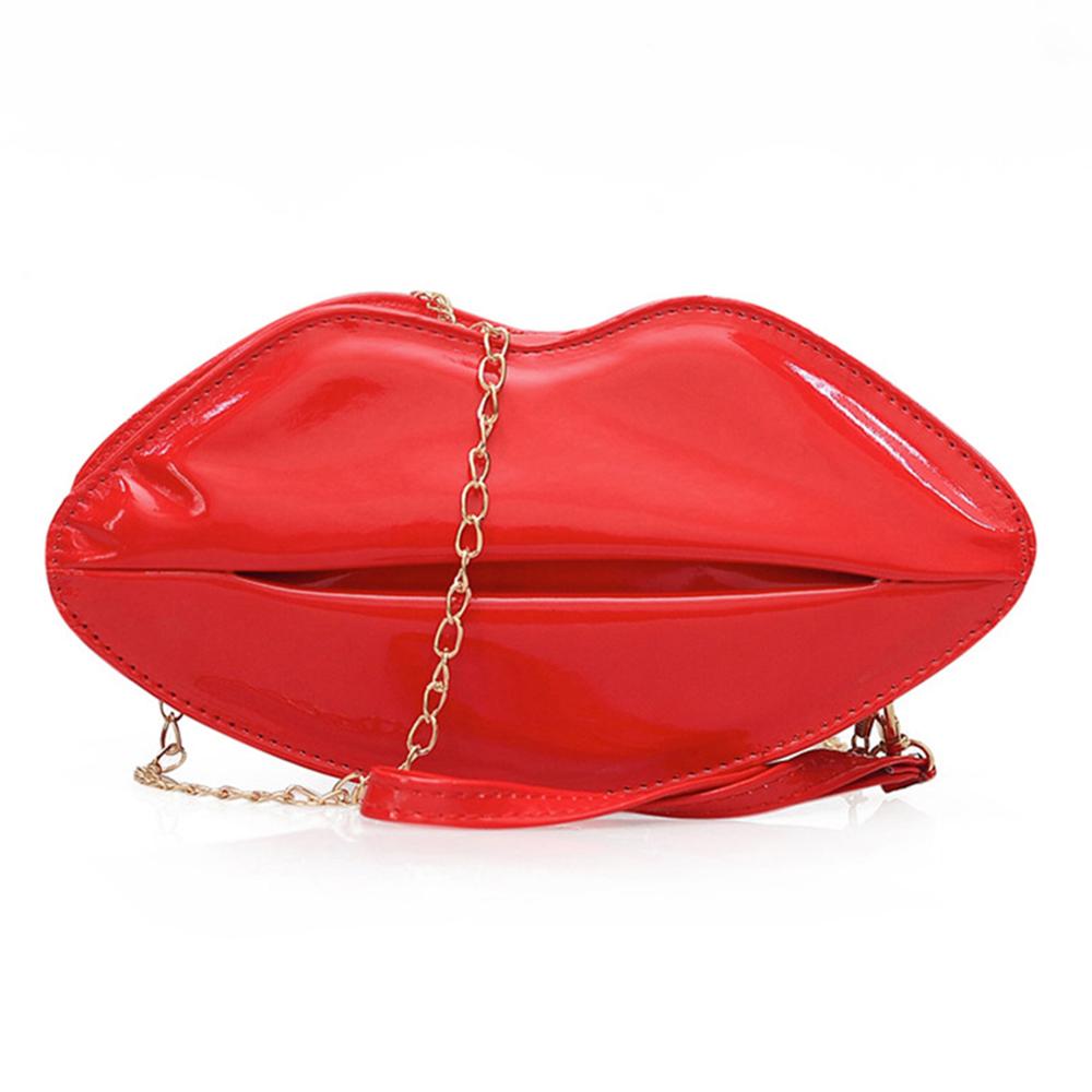 Vrouwen Lakleder Rode Lippen Clutch Bag Dames Keten Schoudertas Handtassen Bolsa Avondtasje Lippen Vorm Purse
