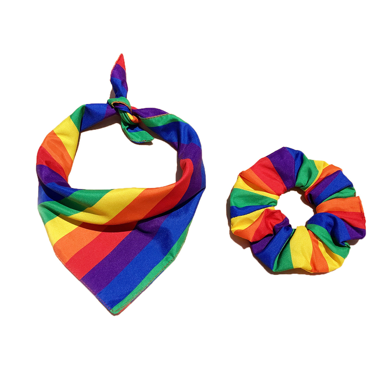Bavoirs Bandana polyvalents arc-en-ciel pour chien, 1 pièce, foulard d'été pour chien, Style Tropical, collier pour chien et chat, accessoires pour chien
