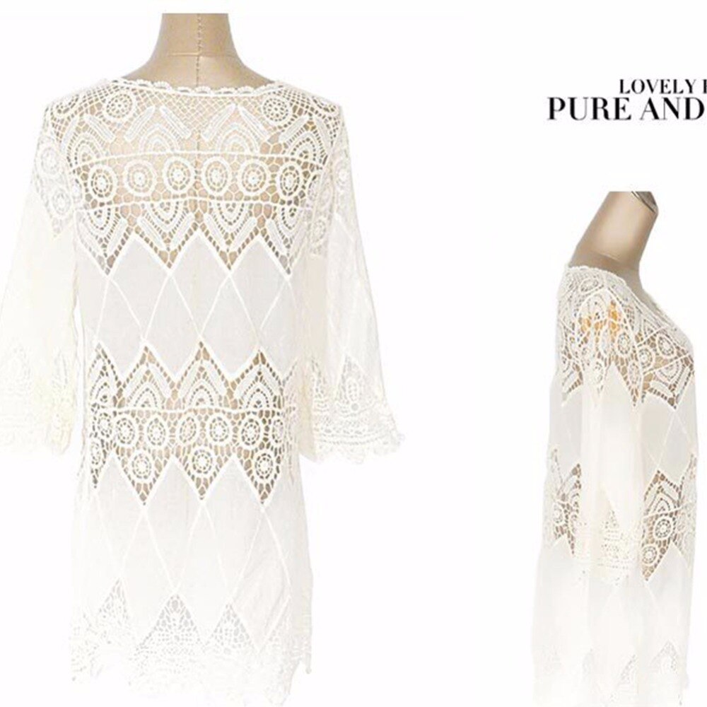 Zomer Blouse Shirts Vrouwen Hollow Out Bloemen Zon Blouses Witte Bloemen Chiffon Top Blouse roupas feminina Shirt