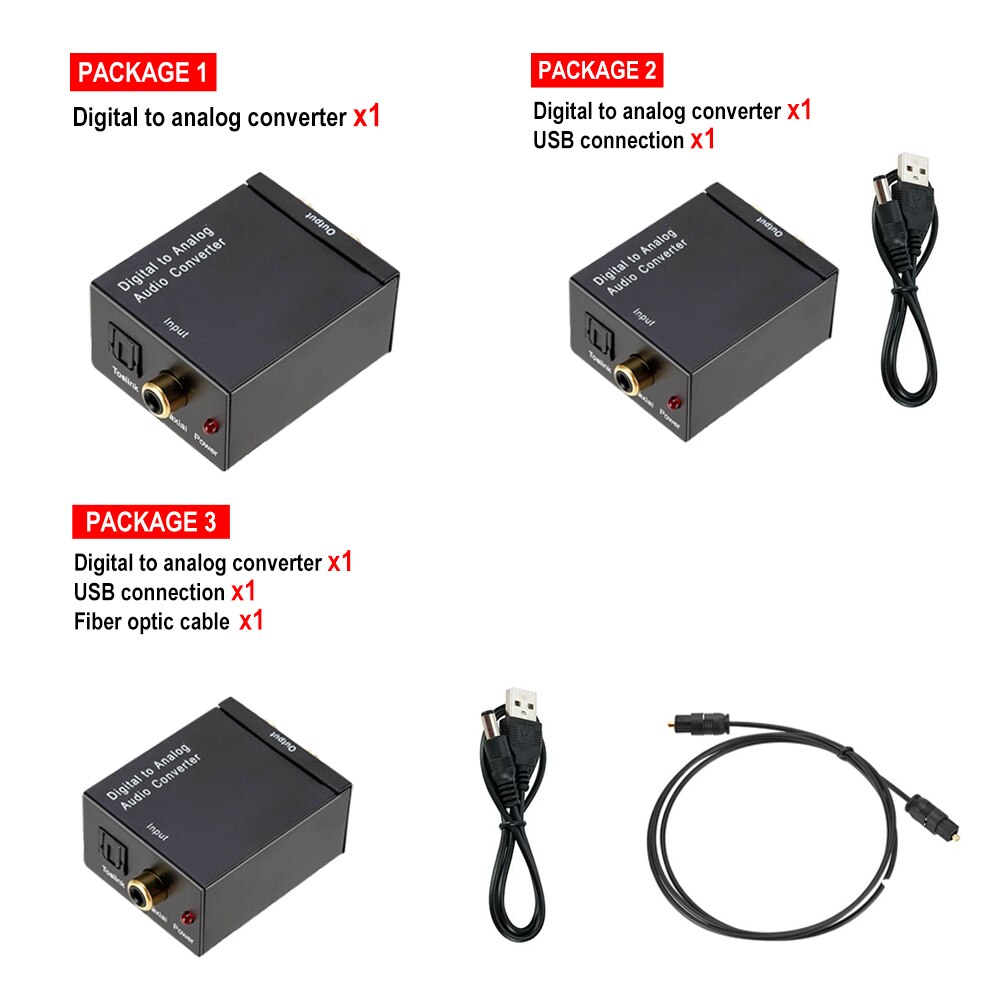 Dac Digitaal Naar Analoog Audio Converter Dac Coaxiale Audio Converter Decoder Hoofdtelefoon Spdif Optische Kabel Adapter Toslink Naar Rca