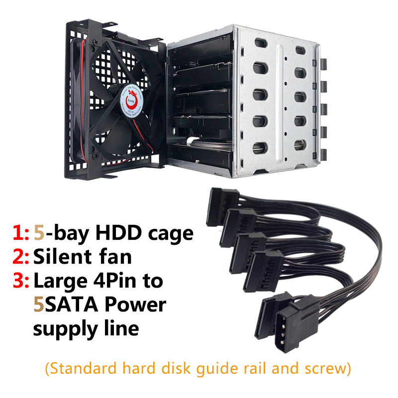 ZhenLoong 5.25 To 3.5 HDD Adapter Caddy Bracket SATA SAS Tray Hard Disk Rack Enclosure Chassis Optical Extension Hard Drive Cage: grey