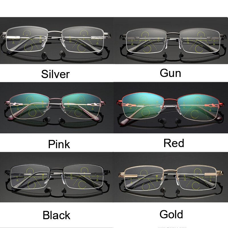 BLMUSA Titanium Progressive Multifocal Reading Glasses Men Anti Blue Light Glasses Women Eyewear For Elderly Blue Light Readers