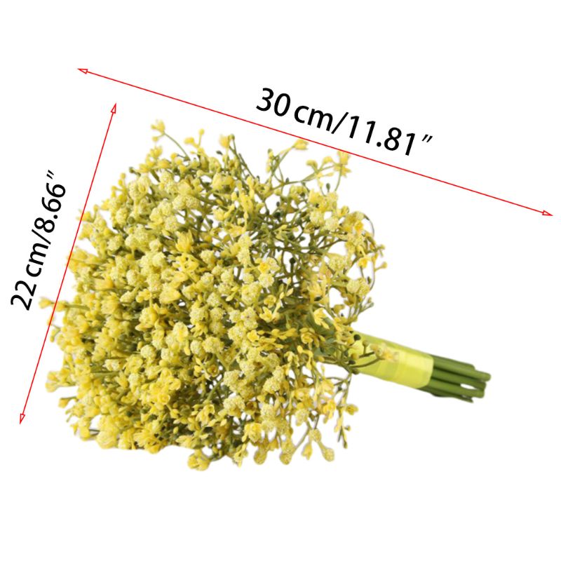 Kunstmatige gipskruid bruidsboeket met bloemen en satijnen lint voor thuisfeestdecoratie