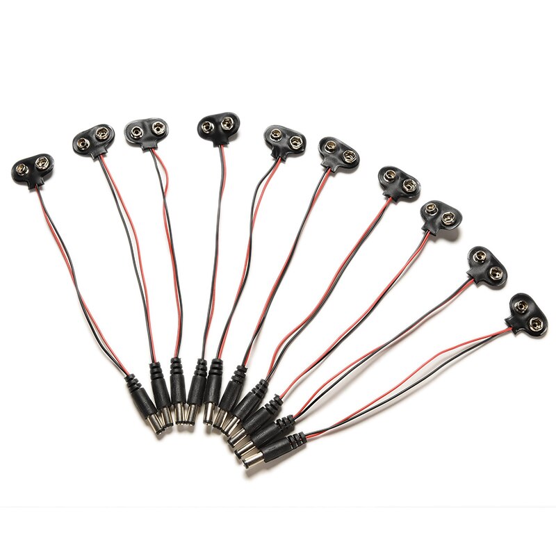 10 stk 9v dc i-type elektronikk aksjer fett jack kontakt batteri strømkabel klips til arduino BH