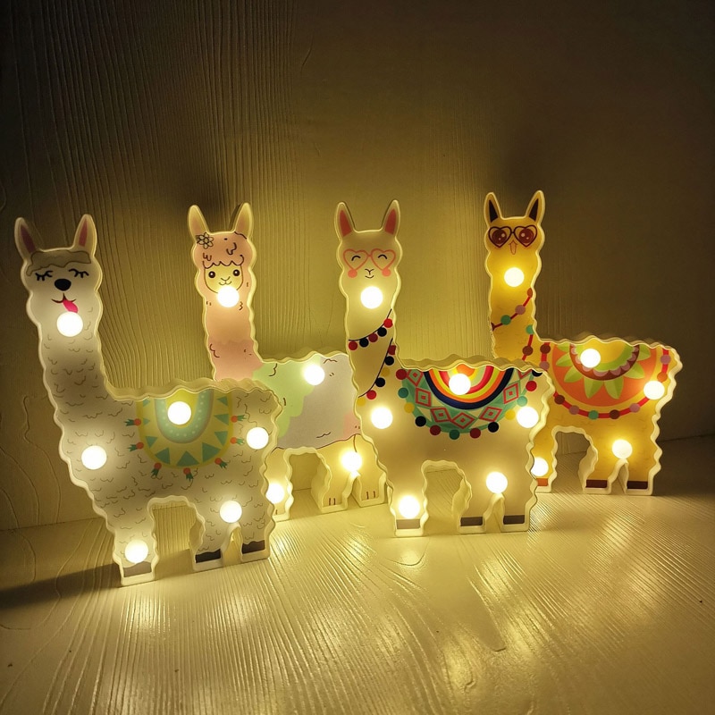 Décoration de noël Led de mariage lama lumières bébé douche fête d'anniversaire faveurs alpaga lumière décor de noël pour la maison de noël