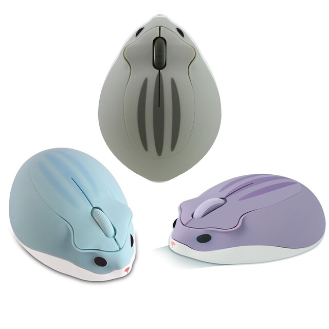 Neue Nette Maus USB Optische Drahtlose Gaming Cartoon Mause Rosa 3D Hamster Form Gamer Laptop Mäuse 1600DPI Für mädchen: gray blue purple