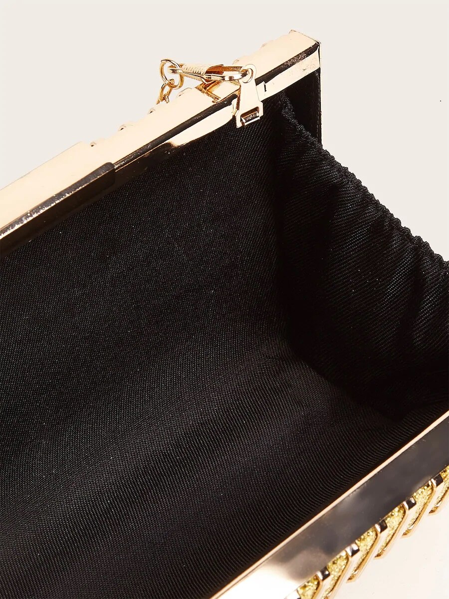 Bolso de mano dorado para mujer, bolsa de noche con jaula hueca, bolso de mano para boda, , baile de graduación