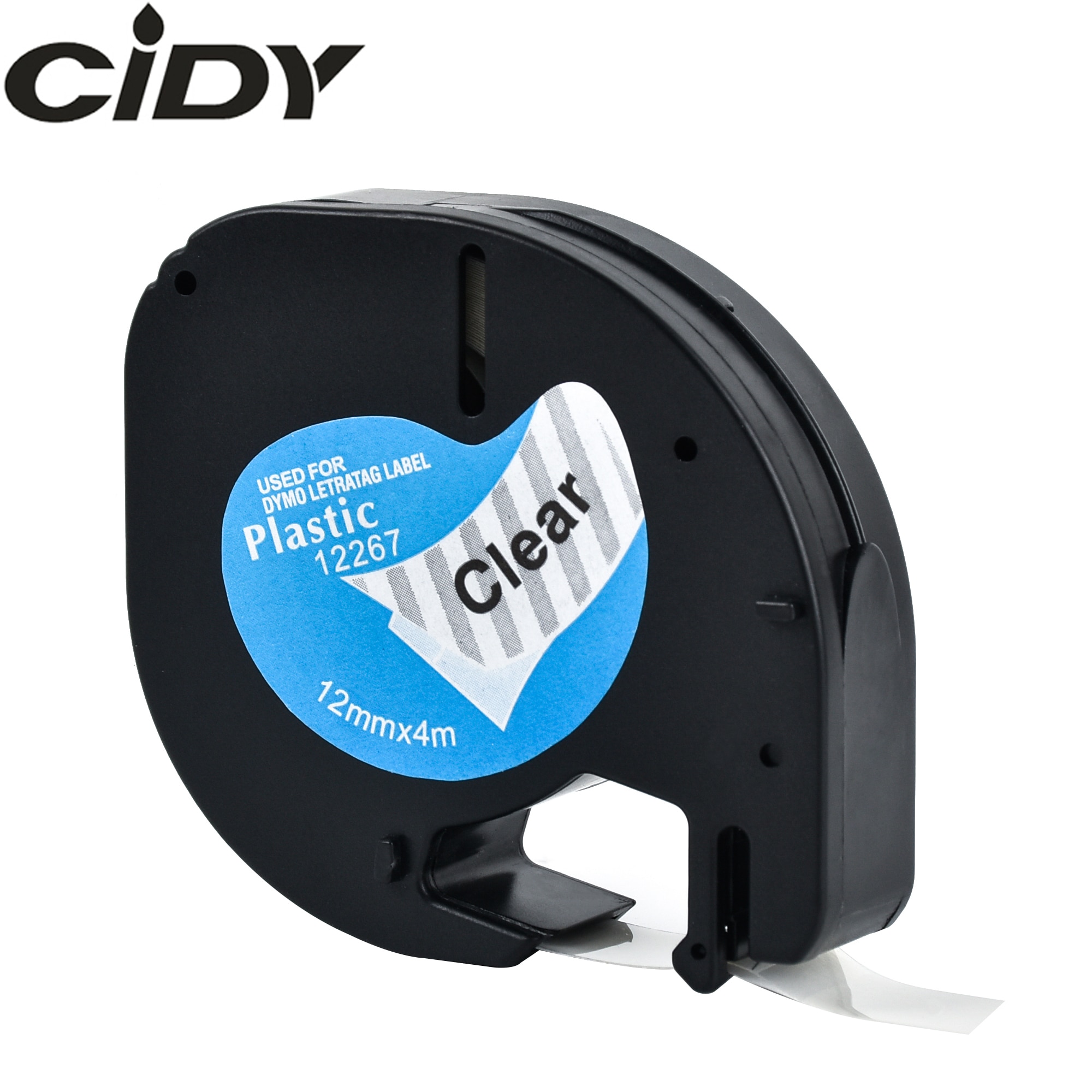 CIDY Compatível 12 milímetros Pretos em fita Transparente Fita Dymo Letratag LT 16952 16951 12267 12268 para LT-100H