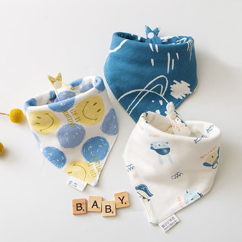 3Pcs Slabbers 100% Biologisch Katoen Slabbetjes Driehoek Burp Doek Cartoon Speeksel Handdoek Babyvoeding Slabbetjes Zachte Absorberende Jongens meisje Slabbetjes: SK30004