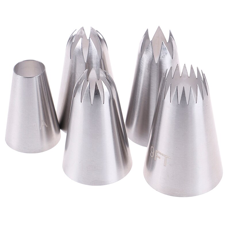 5 Stks/set Pastry Icing Piping Nozzles Rvs Decorating Tip Cake Cupcake Decorateur Rose Accessoires Keuken