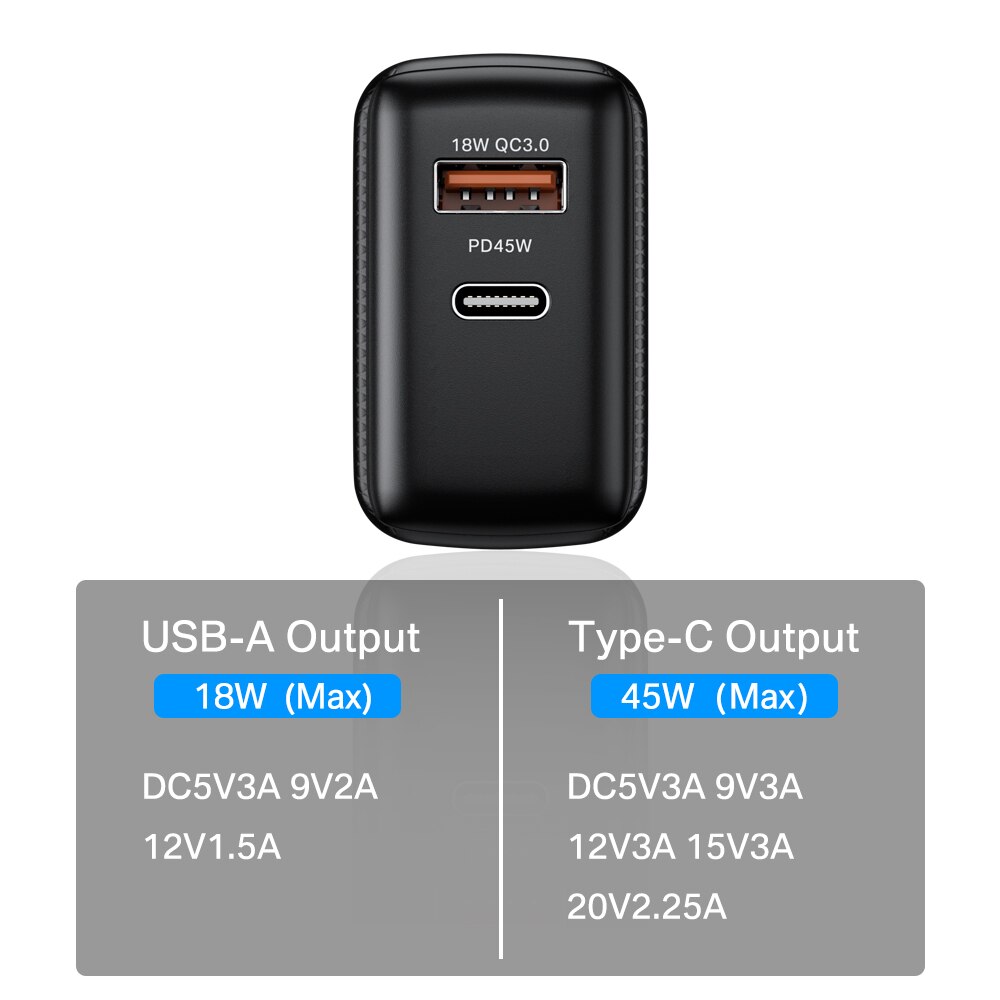Ładowarka sieciowa 45W GaN ładowarka USB szybka ładowarka do telefonu iPhone Samsung iPad Laptop PD USB C szybka ładowarka 3.0 typ C Adapter