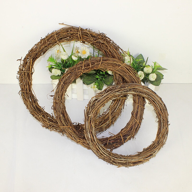 DIY Crafts Natural Grapevine Wreaths Garland Door Window Hanging Decor Dry rattan circle Festival Decor 20cm 30cm 40cm