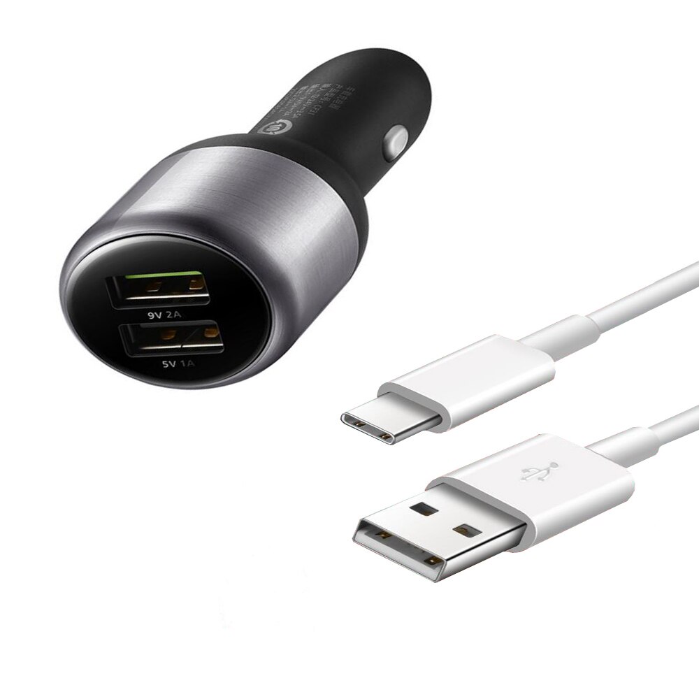 Originele HUAWEI CP31 Snelle Lading Autolader 9V 2A Max 18W Dual USB snellader 2A Type C kabel