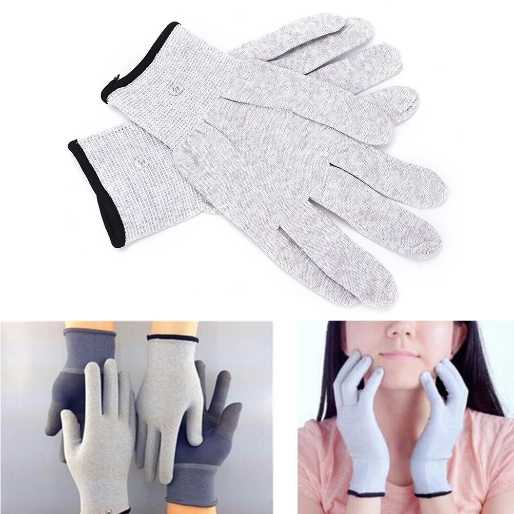 1 Paar Massage Handschoenen Zilver Massage Elektrode Handschoenen Voor Ontspannen Magic Pulse Fiber Geleidende Electro Therapie