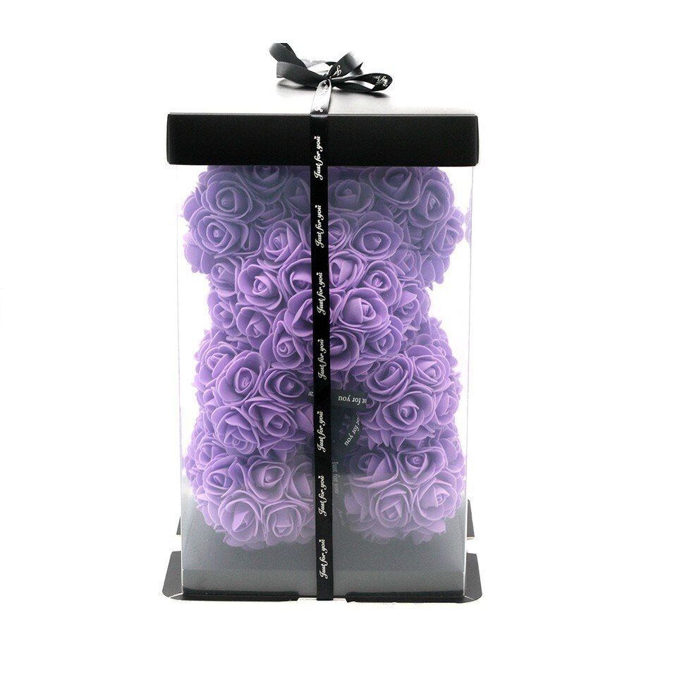 Christmas gift25cm Teddy Rose Flower niedźwiedź pudełko ślubne dekoracje świąteczne walentynki dając dziewczynie truciznę: 25cm purple Bear box